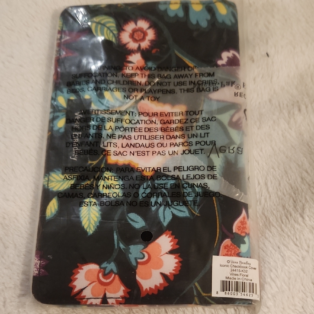 Vera Bradley Black Floral Checkbook Cover